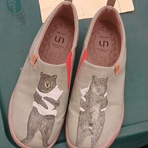 Isabel Toledo Gray and Pink Bear Sneakers